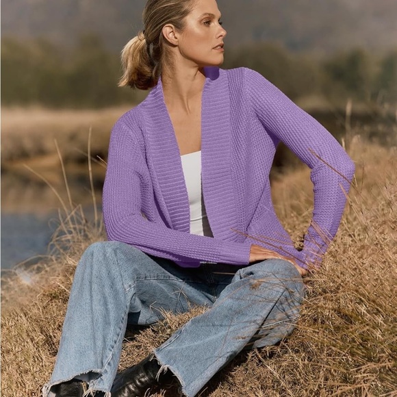 MEROKEETY Long Sleeve Open Front Cardigans Chunky Knit Draped Sweaters Small - Picture 4 of 7